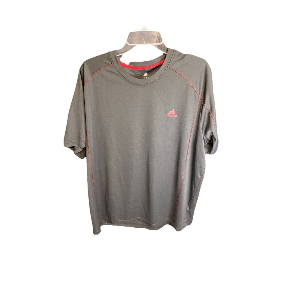 Adidas Athletic Performance Tee Gray/Red Stitching Small Logo Men's 2XL
